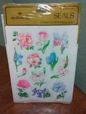 Vintage Hallmark Flower Seals Stickers Garden Wild Flowers Sealed 4 Sheets NIP