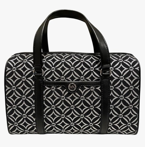 Michael Kors Reisetasche Medium schwarz silber Logo silber metallic neu mit Etikett $ 678 - Bild 7 von 9