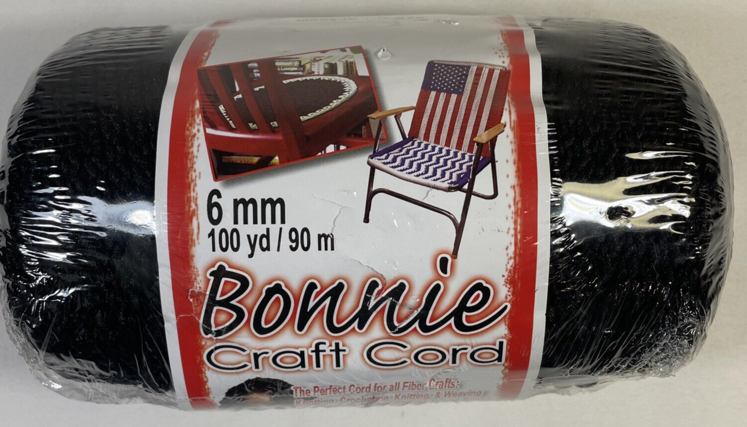 Pepperell Bonnie Macrame Craft Cord 6mm X 100yd - Black