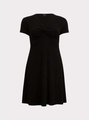 Torrid Rib Twist Front Skater Dress Black 2 2X 18 20 #27939 | eBay