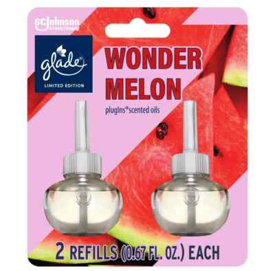 Glade WONDER MELON 2-Refills Air Freshener PlugIns Scented Oils Watermelon RARE!