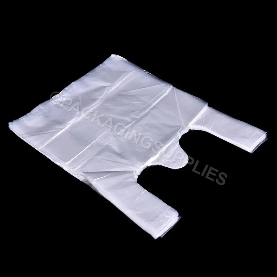 WHITE VEST CARRIER BAGS WITH HANDLES STRONG FOOD SAFE ALL SIZES