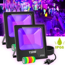 2 Pack 150W LED UV Black Light Xmas Party Stage UV Blacklight Glow In Dark IP66