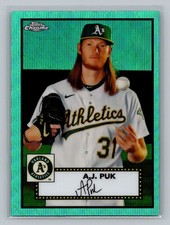 2021 Topps Chrome Platinum Anniversary AQUA WAVE REFRACTOR - #418 A.J. Puk