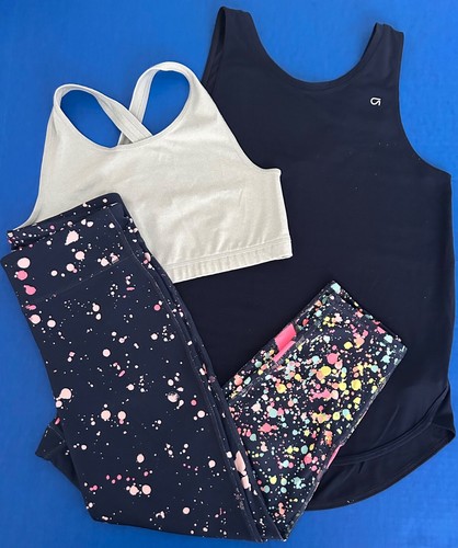 Gap Kids Girls 14 Gapfit Blue Leggings Star Tee 2in1 Tank Bra Outfits WORN ONCE - Picture 4 of 14