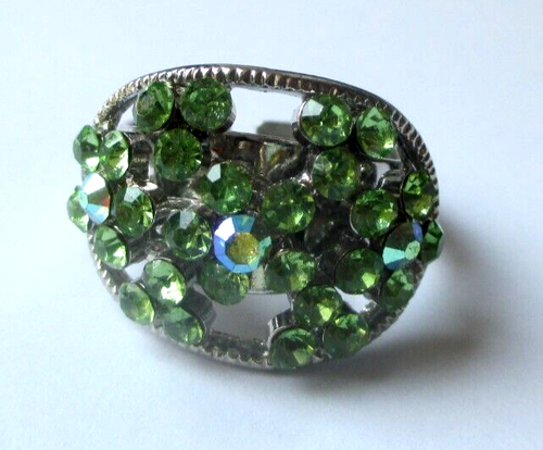 Bague Vintage Argentée à Cristaux Boréalis - Taille Réglable - Ancien Stock Bijouterie