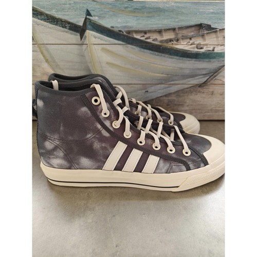 Adidas Scarpe Uomo Nizza RF Alte Sbiancate Taglia 10.5 Grigio Wonder White - Foto 2 di 13