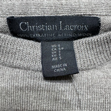 Christian Lacroix Sweater S Small 100 Extra Fine Merino Wool Crewneck Brown New