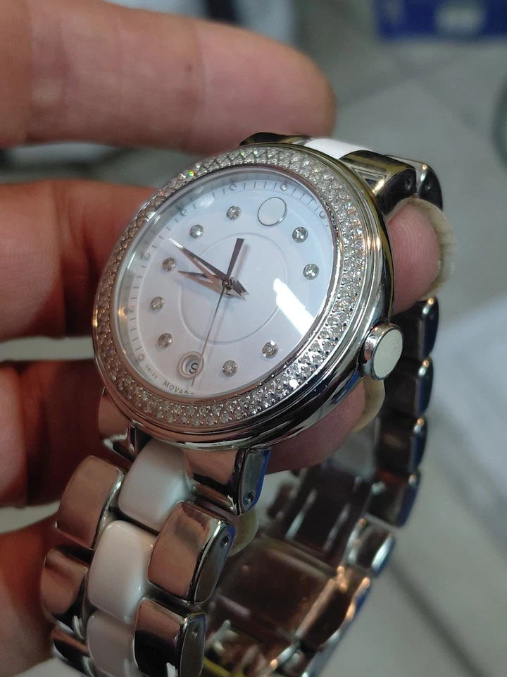Movado Cerena Swiss made Ref. 32.3.14.1205S Diamond Bezel And Dial Women's Watch - Image 4 of 4
