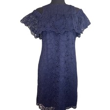 Ann Taylor Women's Navy Blue A-Line Lace Midi Dress Size 2