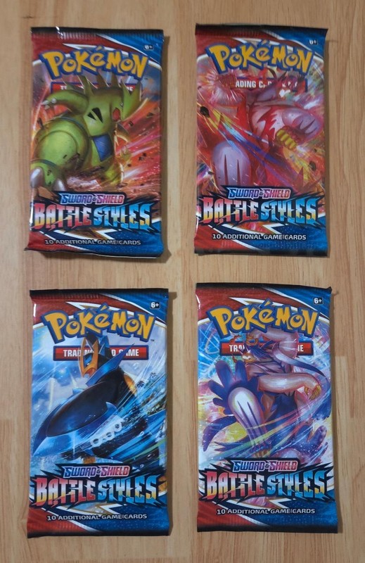 Pokemon TCG Sword & Shield Battle Styles Booster Packs - Art Set of 4 Packs