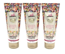 SET OF 3 - Bath & Body Works Milk Bar Birthday Cake Body Creams (8 oz)