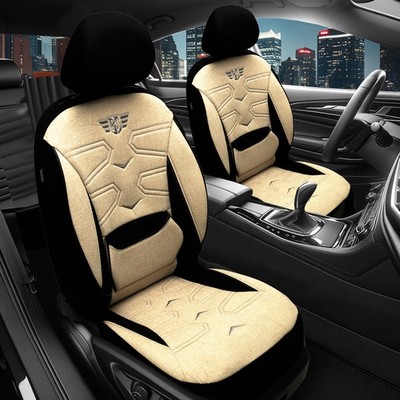 2x Sitzbezüge passend für Toyota Prius 4 ab 2016-2020 (Schwarz- Beige)