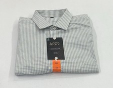 Banana Republic Men's Slim Fit Stretch Poplin Shirt, Green/Blue Striped, XXL