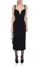 Oscar De La Renta V Neck Wool Midi Dress NEW SIZE US8/UK10