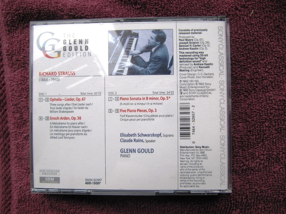 GLENN GOULD Elisabeth Schwarzkopf Claude Rains RICHARD STRAUSS Piano Sonata SONY Foto 4 de 4