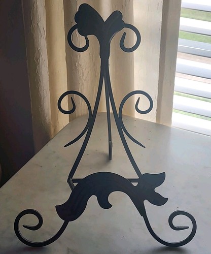 Wrought Iron Bronze Easel Picture Frame Or Art Display Stand 15" Tall - Picture 3 of 9