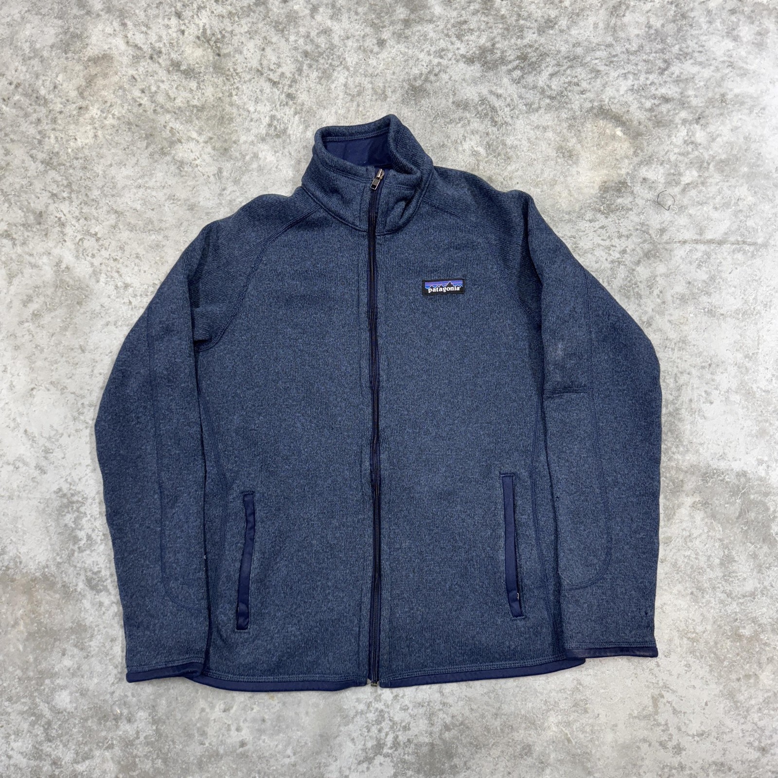 Patagonia Fleece Jacket Mens XS Blue Full Zip Heathered Outdoor Hiking Coat