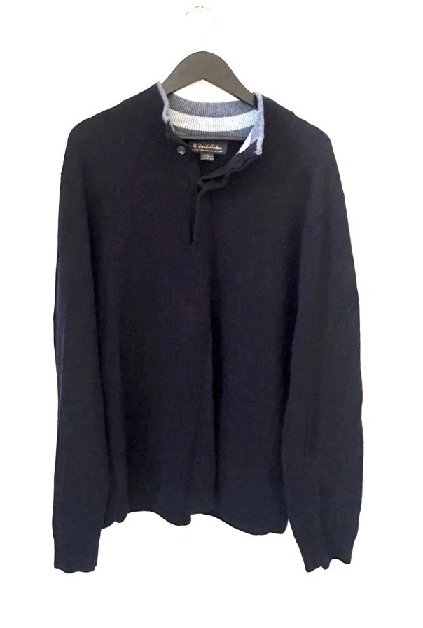 Brooks Brothers Extra Fine Italian Merino Wool Sweater XL Navy Pullover