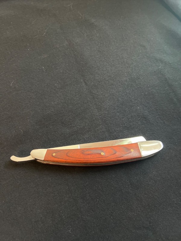 Wooden Handle Straight Edge Barber Style Shaving Razor Folding - nice shape!!