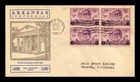 DR JIM STAMPS US COVER ARKANSAS CENTENNIAL FDC SCOTT 782 BLOCK OF 4