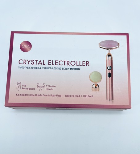 BEAUTY ORA Crystal Electroller Rose Quartz & Jade 3 Speeds - Rechargeable