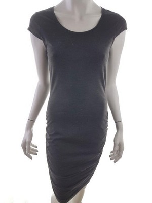 SIMPLY Y.A.S Damen Bleistiftkleid Gr. S Grau Kurzer Ärmel Knielang Runder