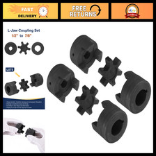 2 Pcs Flexible L-Jaw Coupling Set 1/2" to 7/8" with Buna-N Rubber Spider for Log