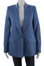 Stella McCartney Unisex Blue Wool Collared Blazer Button Long Sleeve Size 42