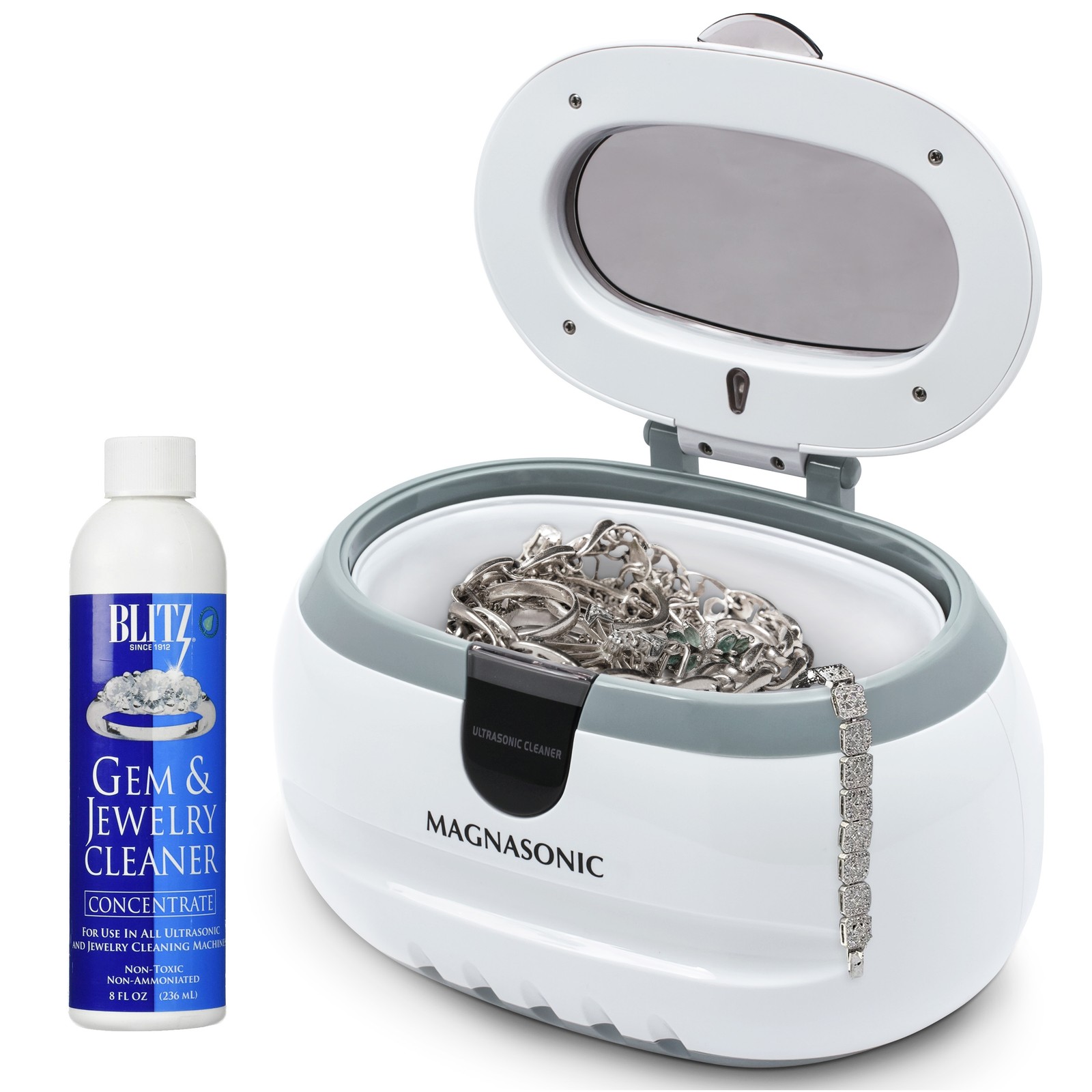 Magnasonic Ultrasonic Jewelry Eyeglass Cleaner Machine w/ Cleaner Concentrate