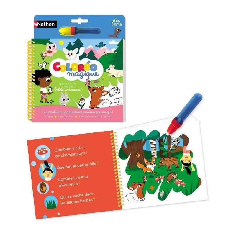 Nathan Coloréo - Bébés animaux : coloriage magique eau réutilisable infini 3+
