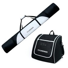 Padded Ski Bags for Air Travel, Ski Bag and Ski Boot Bag Combo, Black  White