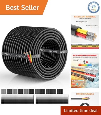 100FT 16 AWG Low Voltage Wire - Highly Conductive Tinned Copper for DIY Projects