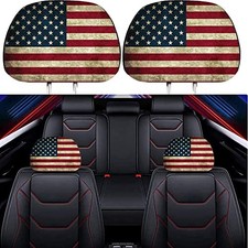2 Pack Headrest Covers for American Flag, Seat Cover Accessories oft Black