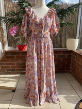 Gorgeous Pink Retro 1970s Style Maxi Tea Dress Sz12