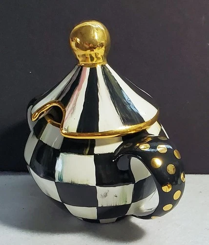 MacKenzie-Childs Courtly Check Enamel Sugar Bowl - Thumbnail 5