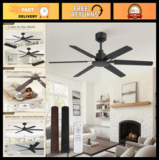 48" Indoor/Outdoor Ceiling Fan, 6 Blades, Remote Control, 6 Speeds, Quiet DC Mot