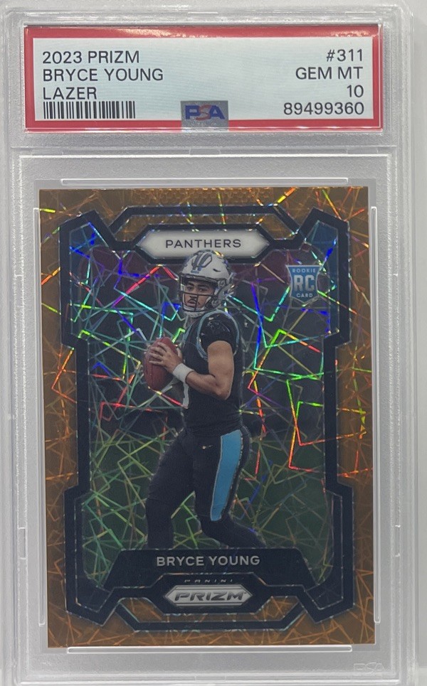 BRYCE YOUNG 2023 Prizm #311 Lazer Prizm Orange PSA 10 RC Rookie Panthers