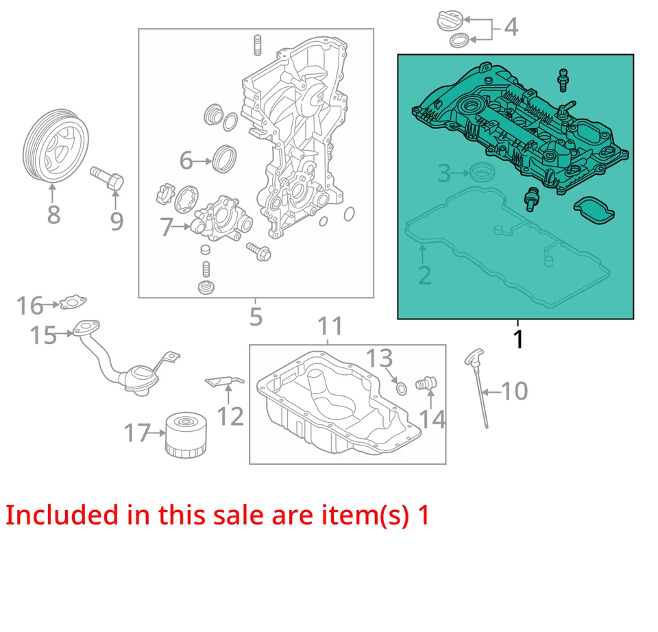 2014 Kia Soul Passenger Right Cylinder Head Valve Cover MWXTC - Image 3 of 4