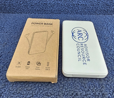 Advisor Resource Council 25198WHT: 10,000 mAh Power Bank With Integrated Cables