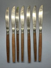 7 Vintage MCM EKCO ETERNA Knives~Flatware~Wood Handle~Japan~MCM