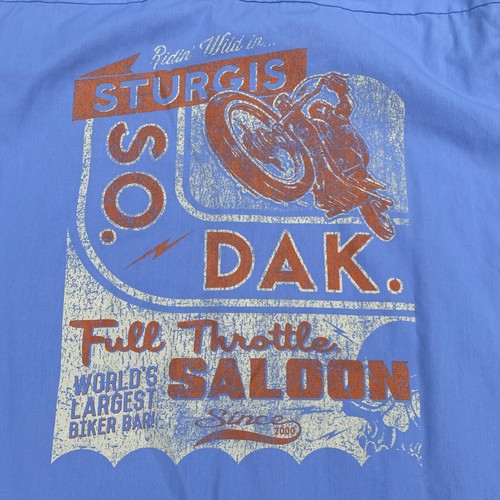 Dickies Sturgis Full Throttle Saloon Shirt XL Y2K Biker Workwear Rally Blue