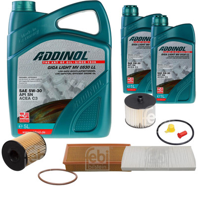 FEBI Inspektionspaket 7L ADDINOL GIGA LIGHT MV 0530 LL für Citroën C8 EA_ EB_