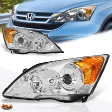 For 07-11 Honda CRV Projector Headlight Replacement Chrome Housing Amber Corner