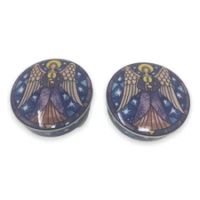 Mikasa Angel Round Holiday Christma Trinket Box Candy Dish with Lid Set of Two