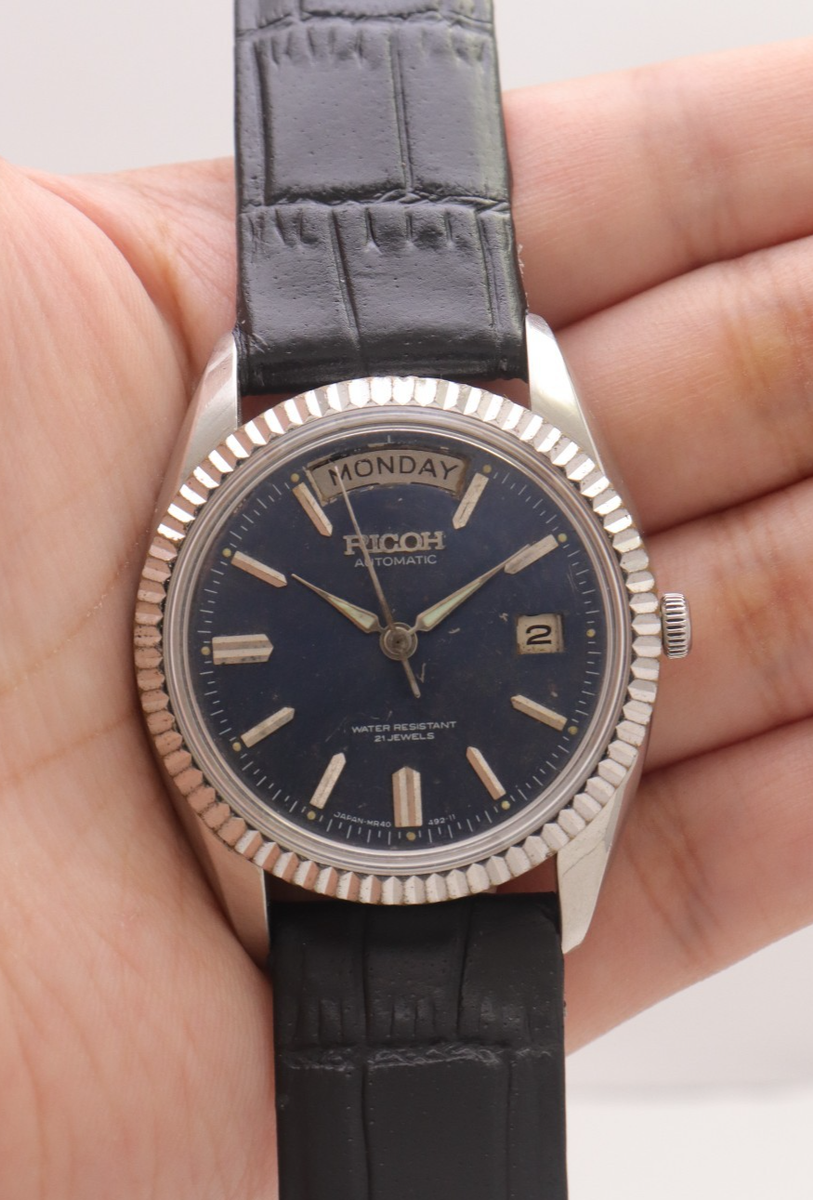 Vintage Ricoh Automatic President Blue Dial 21 jewels Japan Made