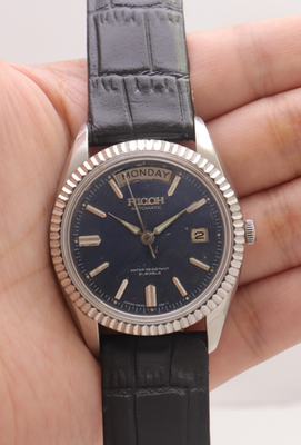 Vintage Ricoh Automatic President Blue Dial 21 jewels Japan Made