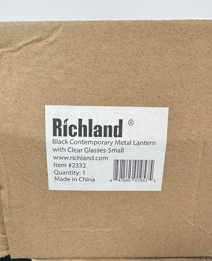 New - Set of 2 Richland Black Contemporary Metal with Clear Glasses - Small