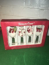 CHRISTMAS HARRY & DAVID FESTIVE SNOWMAN THEME PORCELAIN SPREADER SET OF 4 NEW