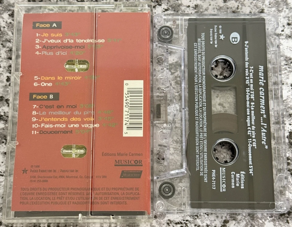 Marie Carmen - ... L'Autre [Audio Cassette Tape 1998] Canada French Pop Vintage - Image 2 of 3